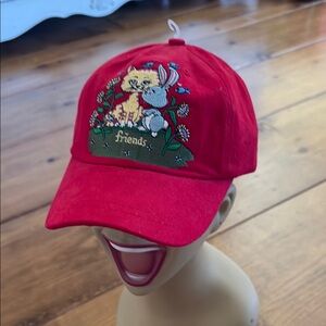 VTG Shasta Wear Red Cap Cat 🐱 & Rabbit 🐇 “friends”